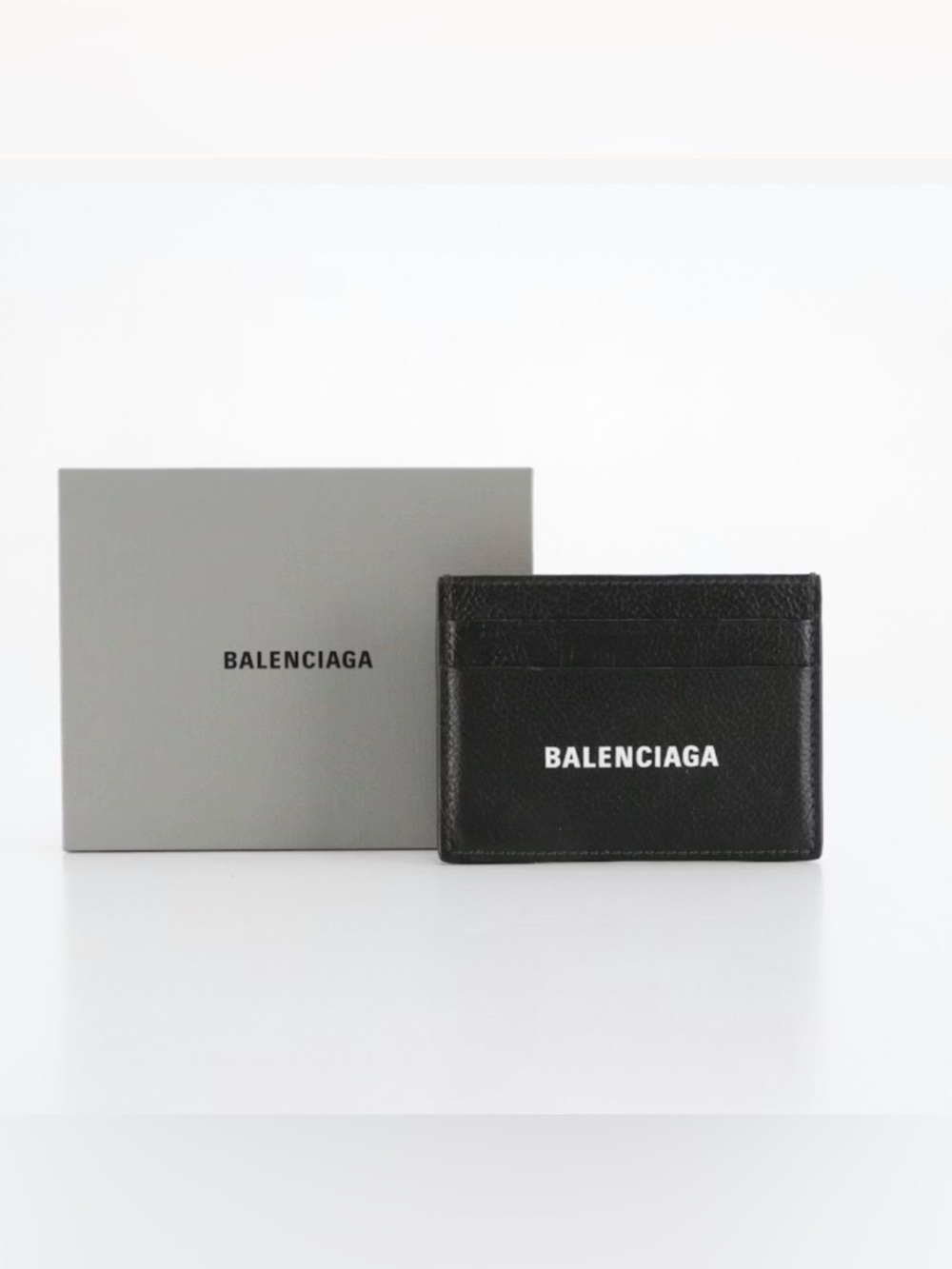 Balenciaga Black Pebbled Leather Card Case with Box - Picture 2 of 7